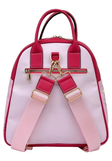 Women Vegan Leather Pink Backpack - Warner Bros Looney Tunes Pink Leopard Lola Bunny Design - 