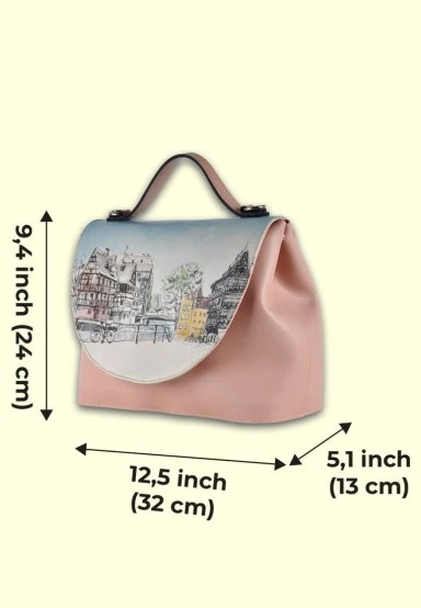 Women Vegan Leather Pink Purse - Take a Walk Design - 