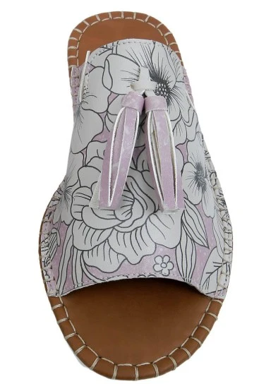 Women Vegan Leather Pink Slippers - Keep on Growing Design - 