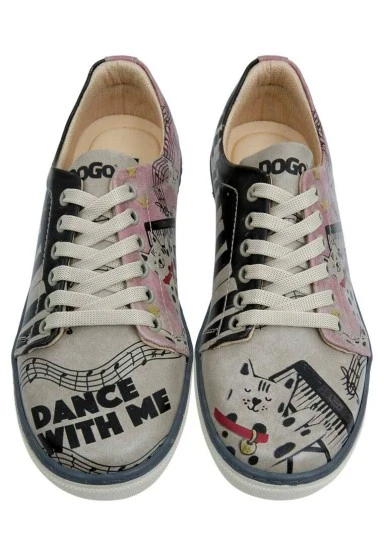 Women Vegan Leather Pink Sneakers - Dance with Me Design - 