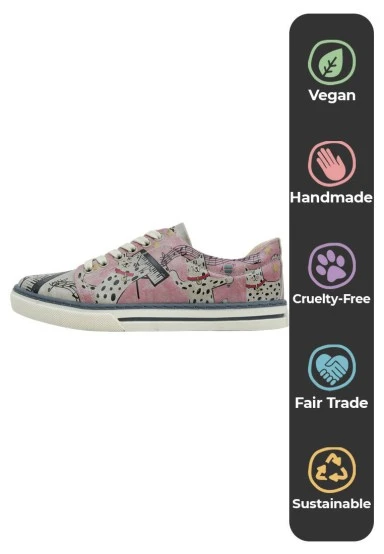 Women Vegan Leather Pink Sneakers - Dance with Me Design - 