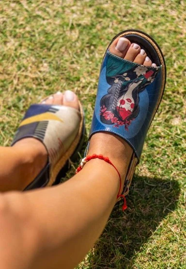 Women Vegan Leather Red Wedge Sandals - Bring Your Colours to Life Design - 