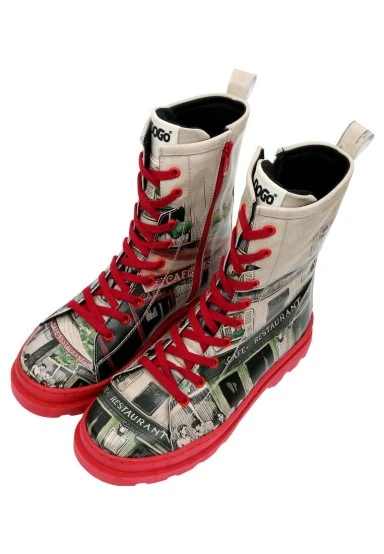 Women Vegan Leather Red Zipper Long Boots - La Vie Parisienne Design - 