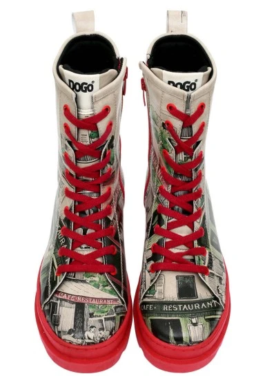 Women Vegan Leather Red Zipper Long Boots - La Vie Parisienne Design - 