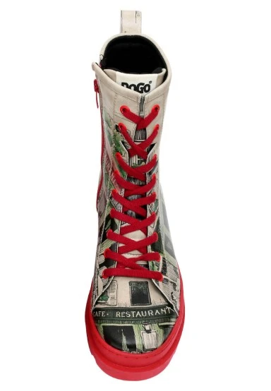 Women Vegan Leather Red Zipper Long Boots - La Vie Parisienne Design - 