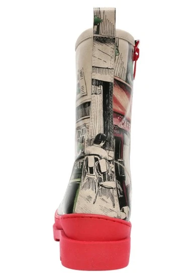 Women Vegan Leather Red Zipper Long Boots - La Vie Parisienne Design - 
