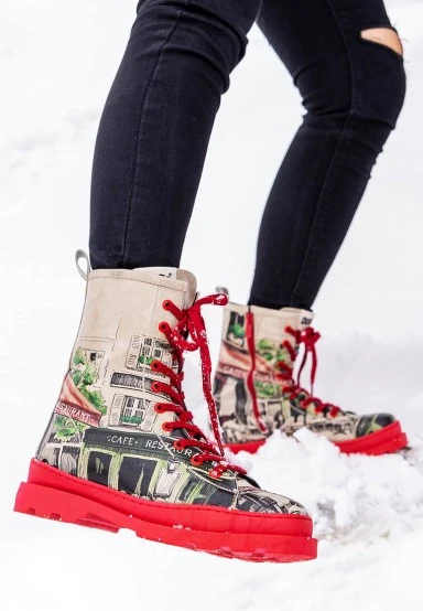 Women Vegan Leather Red Zipper Long Boots - La Vie Parisienne Design - 