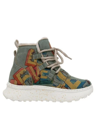 Women Vegan Leather Turquoise Boots - Love Design - 