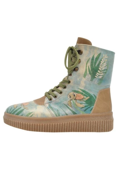 Women Vegan Leather Turquoise Long Boots - Hey Dude Design - 