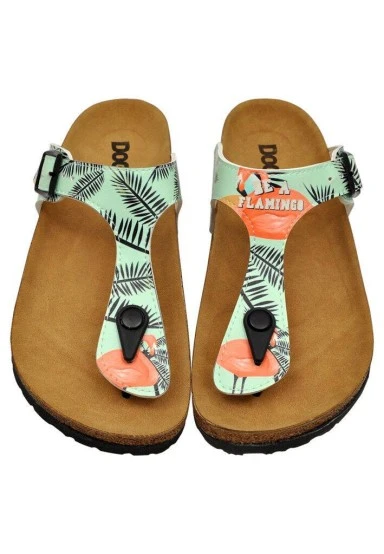 Women Vegan Leather Turquoise Slippers - Be a Flamingo Design - 