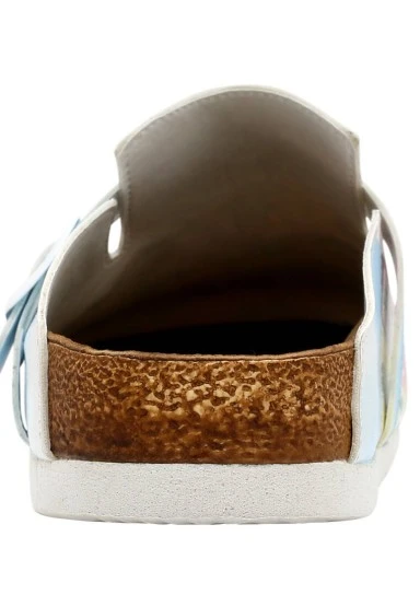Women Vegan Leather Turquoise Slippers - Burano Island Design - 