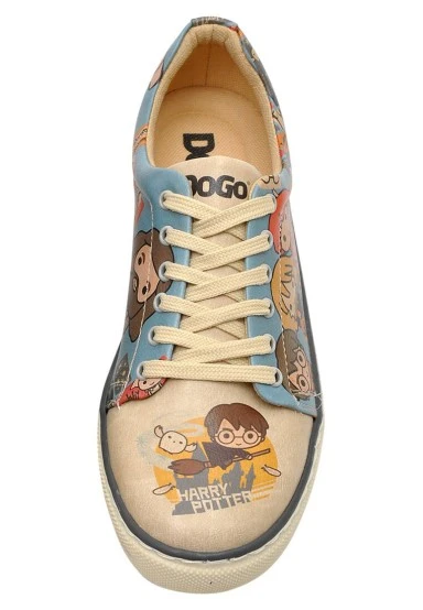 Women Vegan Leather Turquoise Sneakers - Warner Bros Imaginary School Harry Potter Design - 