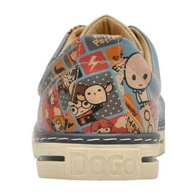 Women Vegan Leather Turquoise Sneakers - Warner Bros Imaginary School Harry Potter Design - 