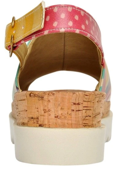 Women Vegan Leather Multicolor Wedge Sandals - Sun Days Design - 