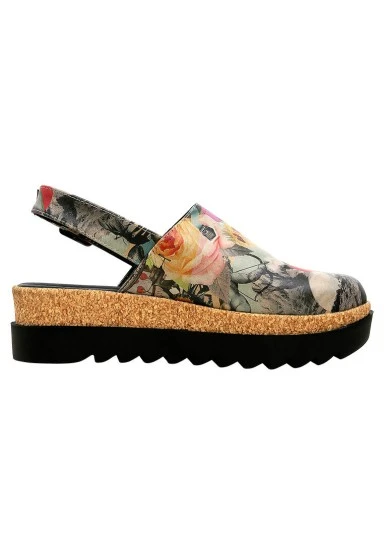 Women Vegan Leather Multicolor Wedge Sandals - Lucid Dreaming Design - 