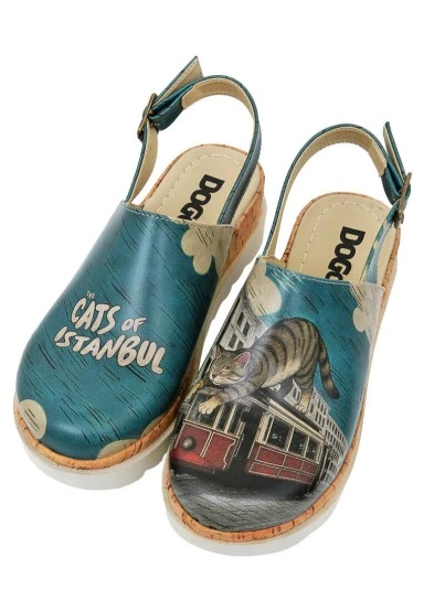 Women Vegan Leather Turquoise Wedge Sandals - Tram Nap Design - 