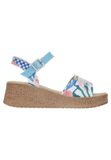 Women Vegan Leather Multicolor Wedge Sandals - Azur Design - 