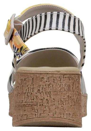 Women Vegan Leather Multicolor Wedge Sandals - Collage Girl Design - 