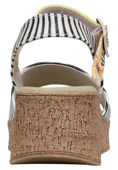 Women Vegan Leather Multicolor Wedge Sandals - Collage Girl Design - 