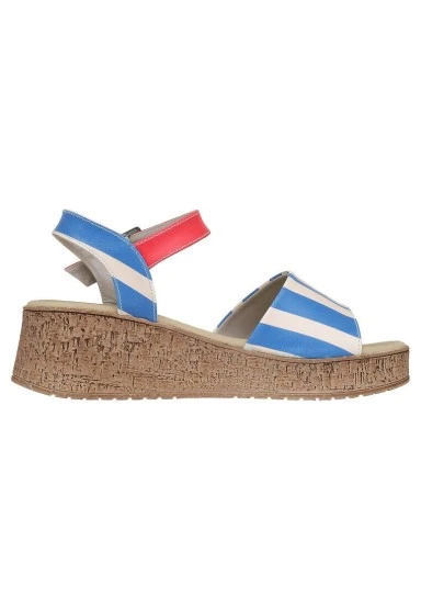 Women Vegan Leather Multicolor Wedge Sandals - Mon Amor Design - 