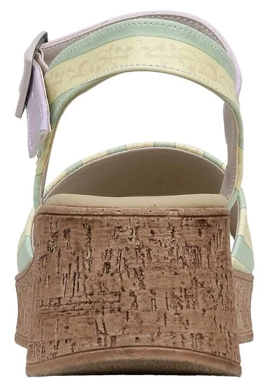 Women Vegan Leather Multicolor Wedge Sandals - Red Pandas Bakery Design - 
