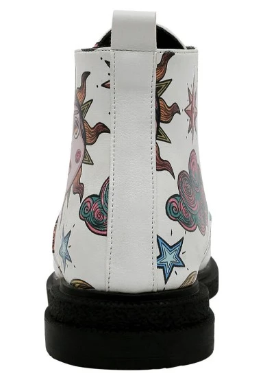 Women Vegan Leather White Ankle Boots - Dreams for Dreamers Design - 