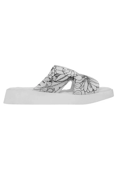 Women Vegan Leather White Slippers - Magic in the Air Design - 