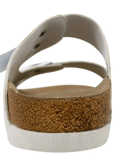 Women Vegan Leather White Slippers - Take me Back Design - 