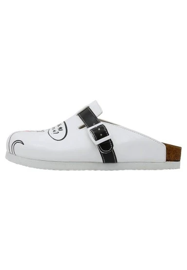 Women Vegan Leather White Slippers - Where My Spots At Design - 