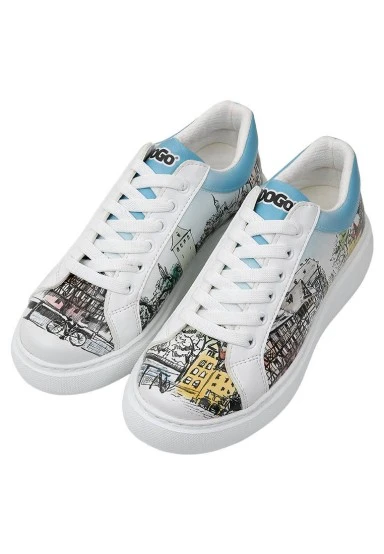Women Vegan Leather White Sneakers - Take a Walk Design - 