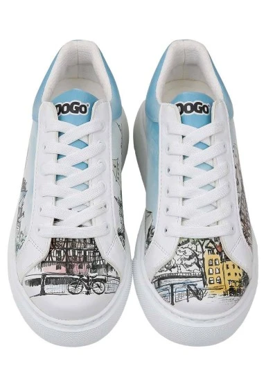 Women Vegan Leather White Sneakers - Take a Walk Design - 