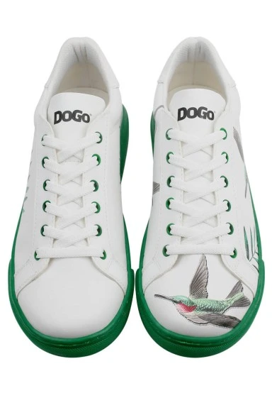 Women Vegan Leather White Sneakers - Soar the Sky Design - 