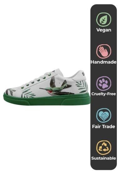 Women Vegan Leather White Sneakers - Soar the Sky Design - 
