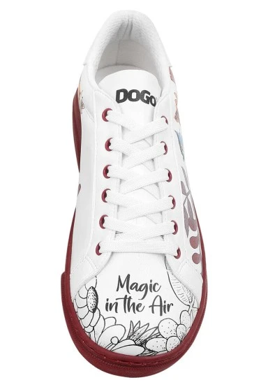 Women Vegan Leather White Sneakers - Magic in the Air Design - 