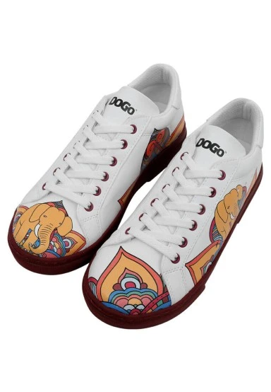 Women Vegan Leather White Sneakers - India Design - 