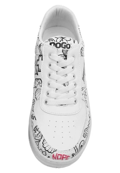 Women Vegan Leather White Sneakers - Never Say Never Design - 