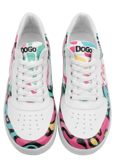 Women Vegan Leather White Sneakers - Pop the Art Design - 