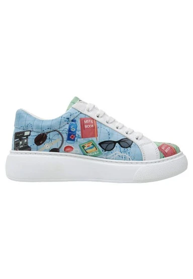 Women Vegan Leather White Sneakers - Ready to Travel Design - 