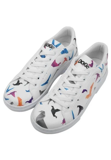 Women Vegan Leather White Sneakers - Paper Like Design - 