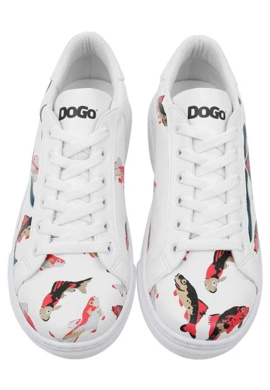 Women Vegan Leather White Sneakers - Koi World Design - 