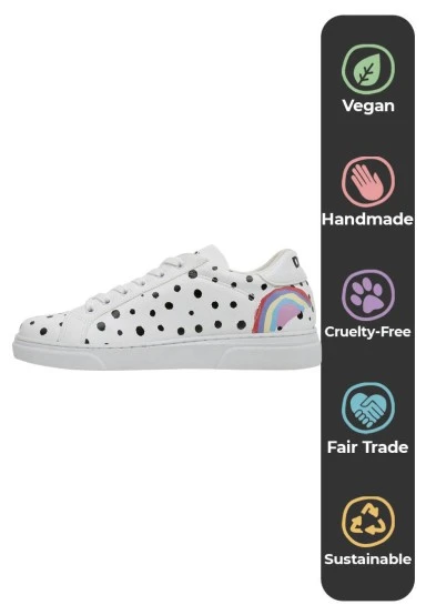 Women Vegan Leather White Sneakers - More Self Love Design - 
