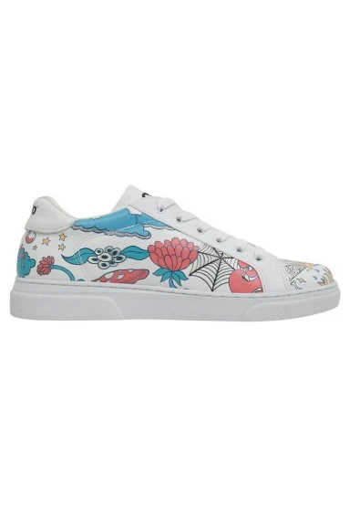 Women Vegan Leather White Sneakers - Open Your Mind Design - 