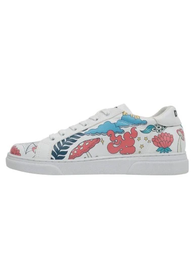 Women Vegan Leather White Sneakers - Open Your Mind Design - 
