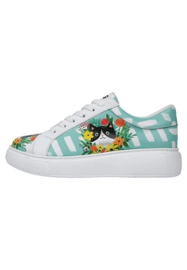 Women Vegan Leather White Sneakers - Sweet Escape Design - 