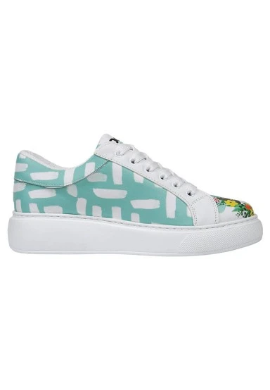 Women Vegan Leather White Sneakers - Sweet Escape Design - 
