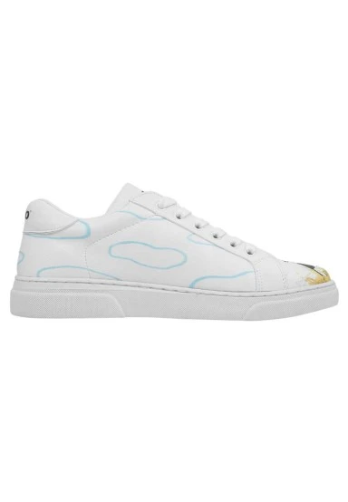 Women Vegan Leather White Sneakers - Feeling Moody Design - 
