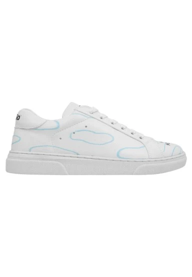 Women Vegan Leather White Sneakers - Feeling Moody Design - 