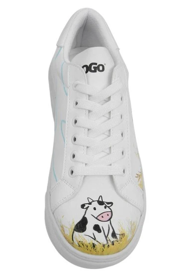 Women Vegan Leather White Sneakers - Feeling Moody Design - 