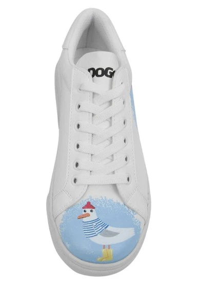 Women Vegan Leather White Sneakers - You, Me and the Sea Design - 
