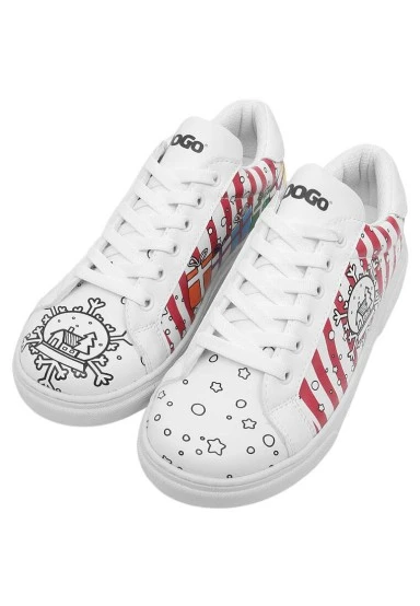 Women Vegan Leather White Sneakers - Days Till Christmas Design - 